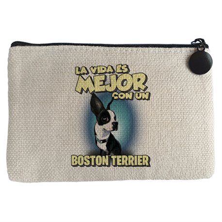 Monedero la vida es mejor con un perro de raza Boston Terrier