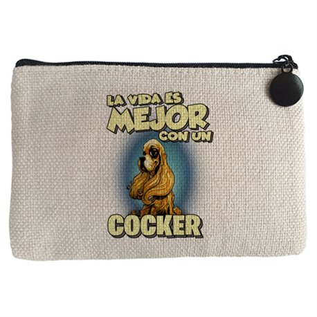 Monedero la vida es mejor con un perro de raza Cocker
