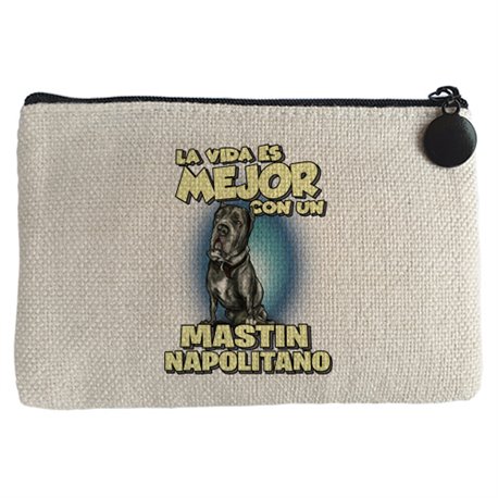 Monedero la vida es mejor con un perro de raza Mastin Napolitano