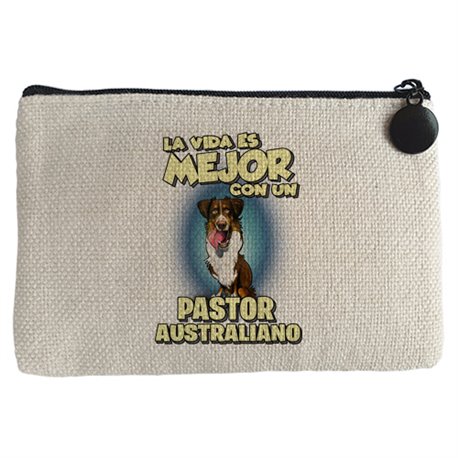 Monedero la vida es mejor con un perro de raza Pastor Australiano