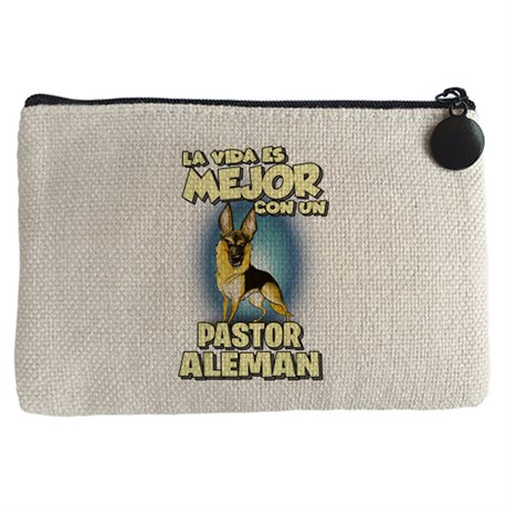 Monedero la vida es mejor con un perro de raza Pastor