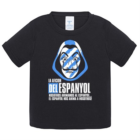 Camiseta bebé para futbolero aficionado del espanyol