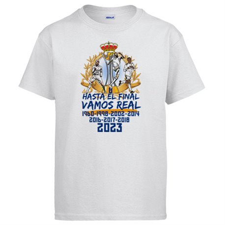 Camiseta hasta el final vamos real campeones del Mundo 2023 para aficionados del fútbol de Madrid