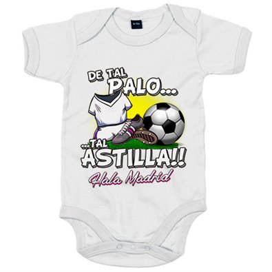 Body bebé de tal palo tal astilla de Madrid para aficionado al fútbol