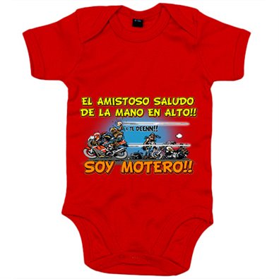 Body bebé el amistoso saludo de la mano en alto soy motero
