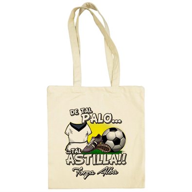 Bolsa de tela de tal palo tal astilla de Albacete para aficionado al fútbol