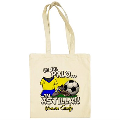 Bolsa de tela de tal palo tal astilla de Cádiz para aficionado al fútbol