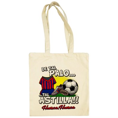 Bolsa de tela de tal palo tal astilla de Huesca para aficionado al fútbol