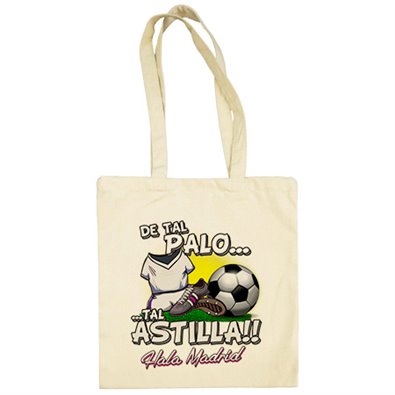 Bolsa de tela de tal palo tal astilla de Madrid para aficionado al fútbol