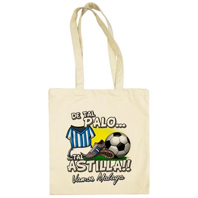 Bolsa de tela de tal palo tal astilla de Málaga para aficionado al fútbol