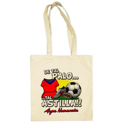 Bolsa de tela de tal palo tal astilla de Numancia para aficionado al fútbol