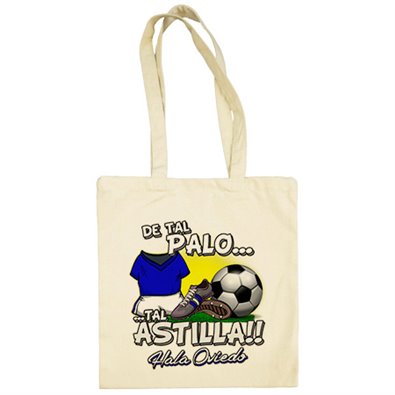 Bolsa de tela de tal palo tal astilla de Oviedo para aficionado al fútbol