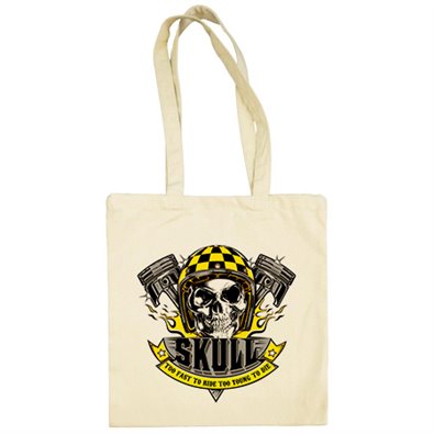 Bolsa de tela motero Skull Too Fast To Ride Too Young To Die