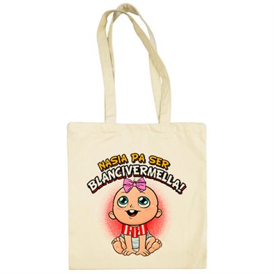 Bolsa de tela nacida para ser Blanc i vermella para aficionada al fútbol de Girona