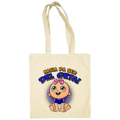 Bolsa de tela nacida para ser del Geta para aficionada al fútbol de Getafe