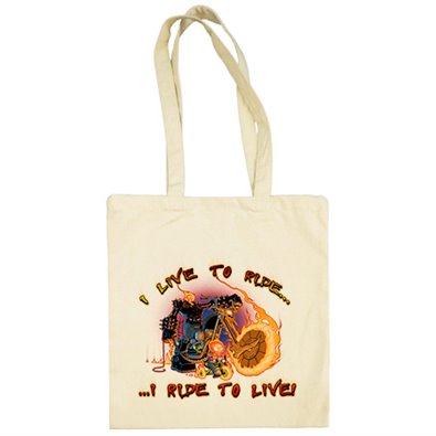 Bolsa de tela para moteros I Live To Ride I Ride To Live