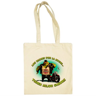 Bolsa de tela para moteros los bichos por la noche tienen mejor sabor